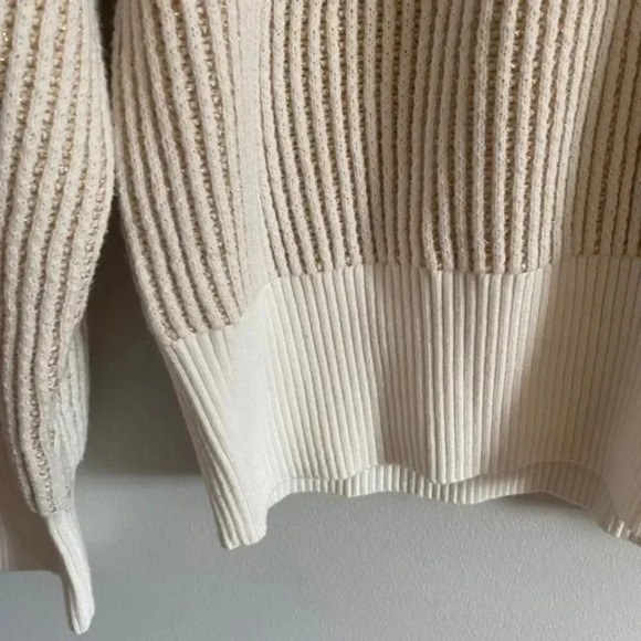 Splendid Cream and Metallic Gold Knit Sweater - Picture 7 of 12